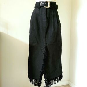 Vintage black fringe skirt- rare!